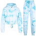 Kids Tie Dye Tracksuit Gym Cropped Hoodie Sweatpants Cord Set Girls Age 5-13