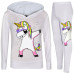 Kids Girls Rainbow Unicorn Dab Floss Hooded Top Legging Set Tracksuit 7-13 Years