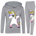 Kids Girls Rainbow Unicorn Dab Floss Hooded Top Legging Set Tracksuit 7-13 Years