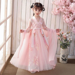 新款漢服女童春秋兒童古裝洋裝3-12歲中式