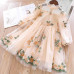 For Girls Flower Full Sleeve French Style Dresses For Children Kids Cotton Blend