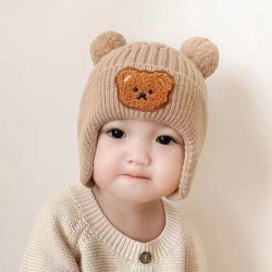 小熊兒童針織護耳帽