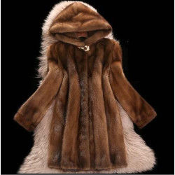 女款貂皮大衣連帽大衣夾克冬季保暖外套大尺碼